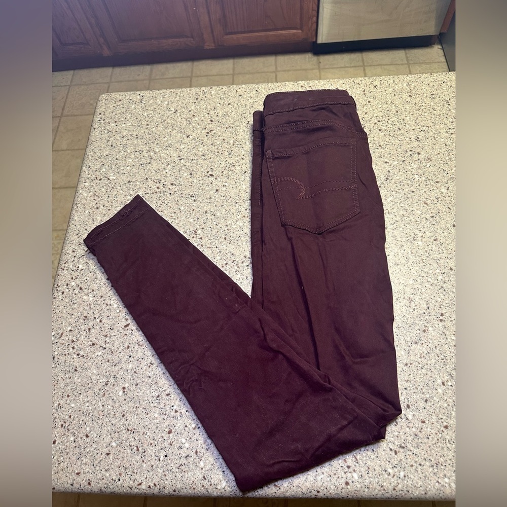 American Eagle 4 Long Maroon High-Rise Jegging - Picture 1 of 8